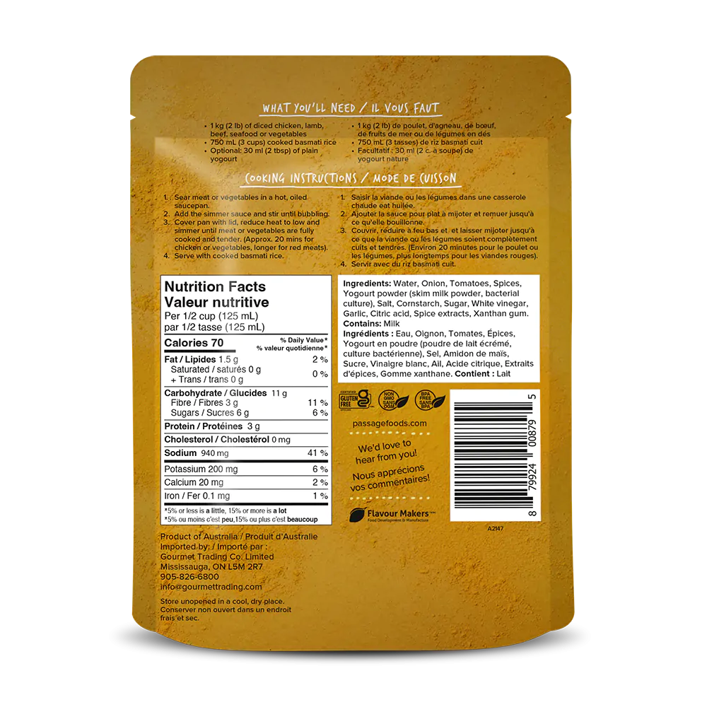 Passage Foods Tikka Masala Simmer Sauce - 340 ml