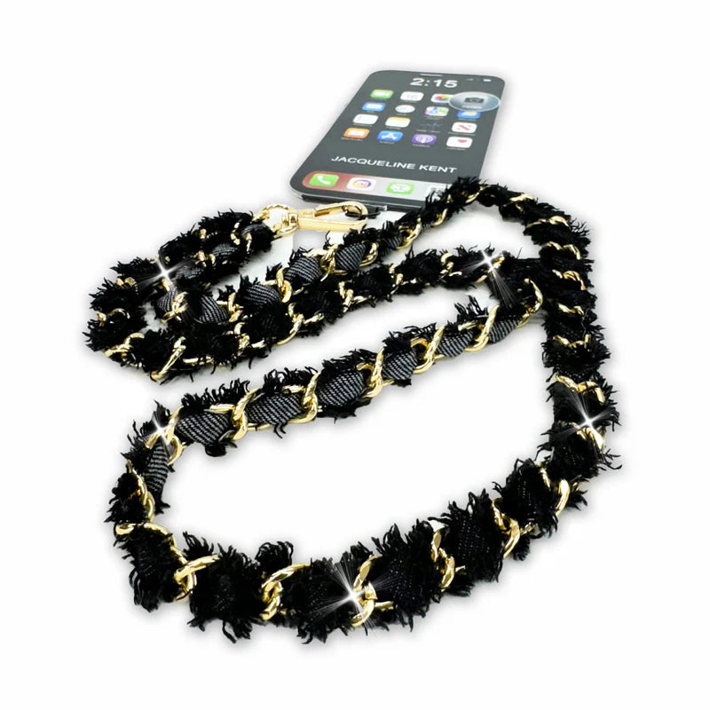 Lux Long Phone Black Lanyard by Jacqueline Kent