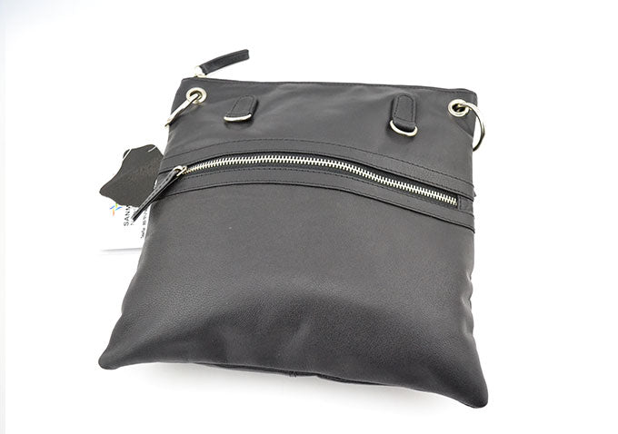 100% Indian Leather Black Classic Crossbody Bag (S-1549)