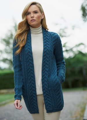Aran Irish Super Soft Open Coat Sweater Sherwood (X4693)