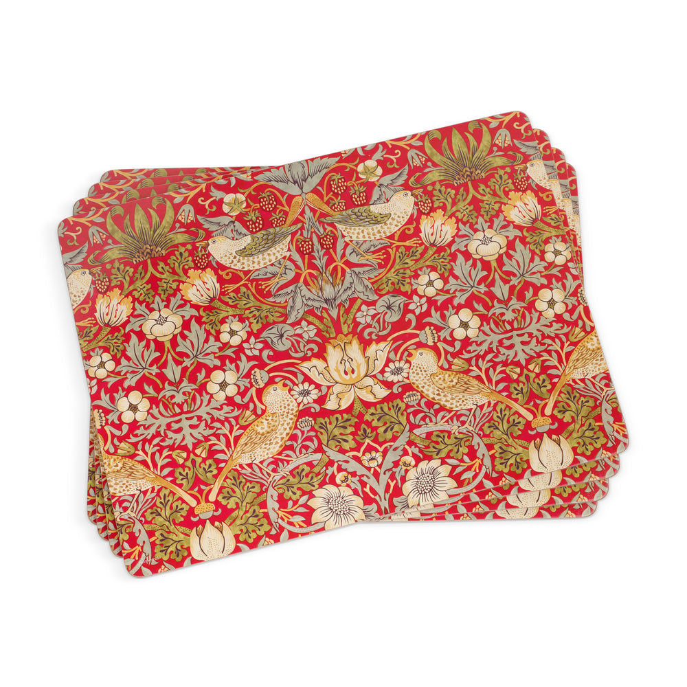 Pimpernel Strawberry Thief Red Placemats Set of 4