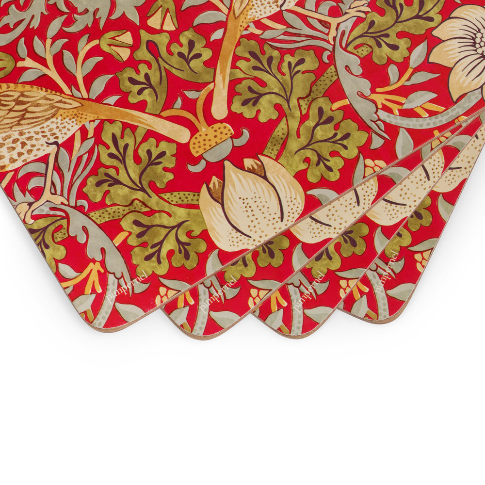 Pimpernel Strawberry Thief Red Placemats Set of 4