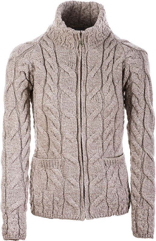 Aran Wool Super Soft Zippered Sweater Oatmeal (B841 371)