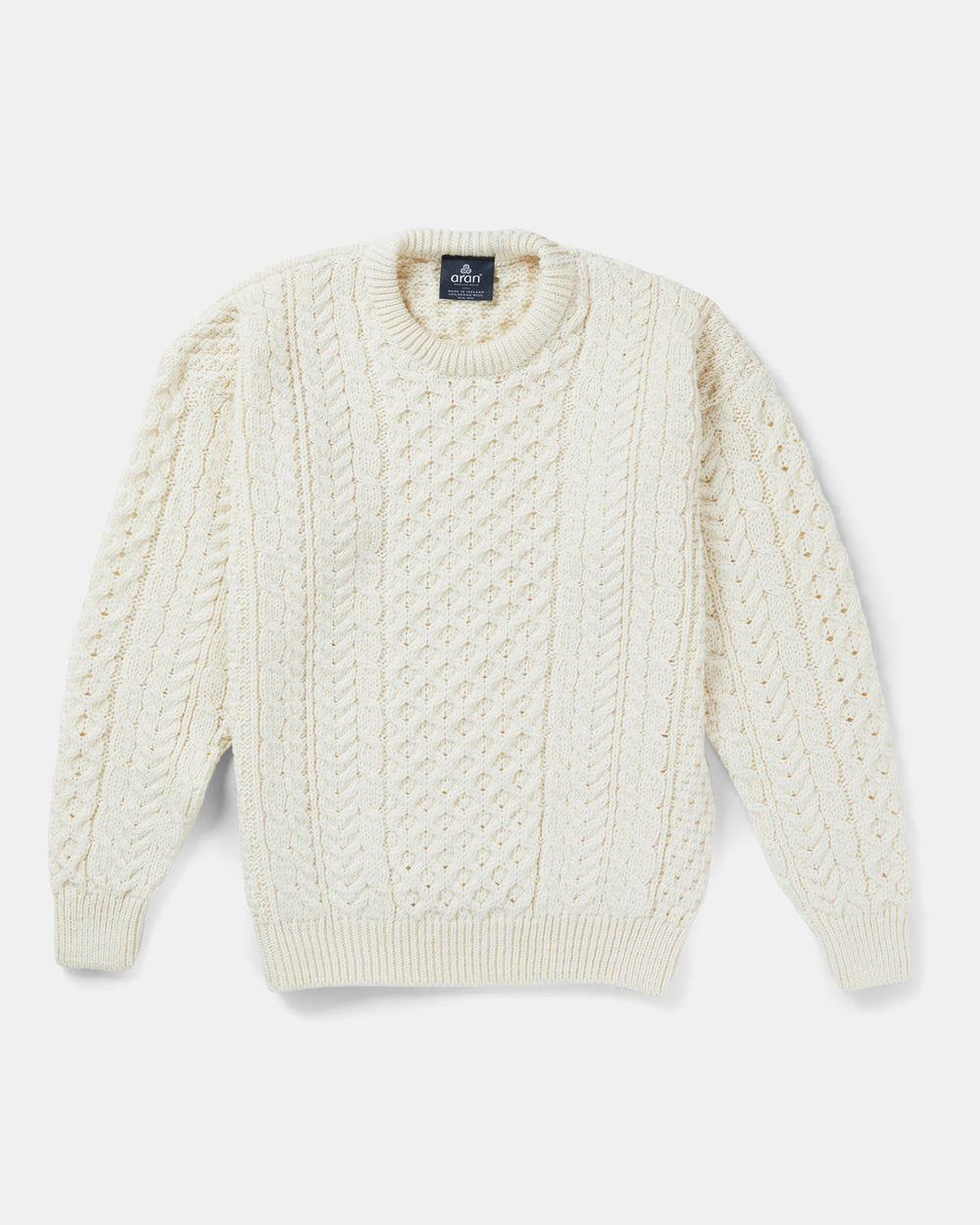 Aran Wool Merino Traditional Pullover Sweater White (A823 162)