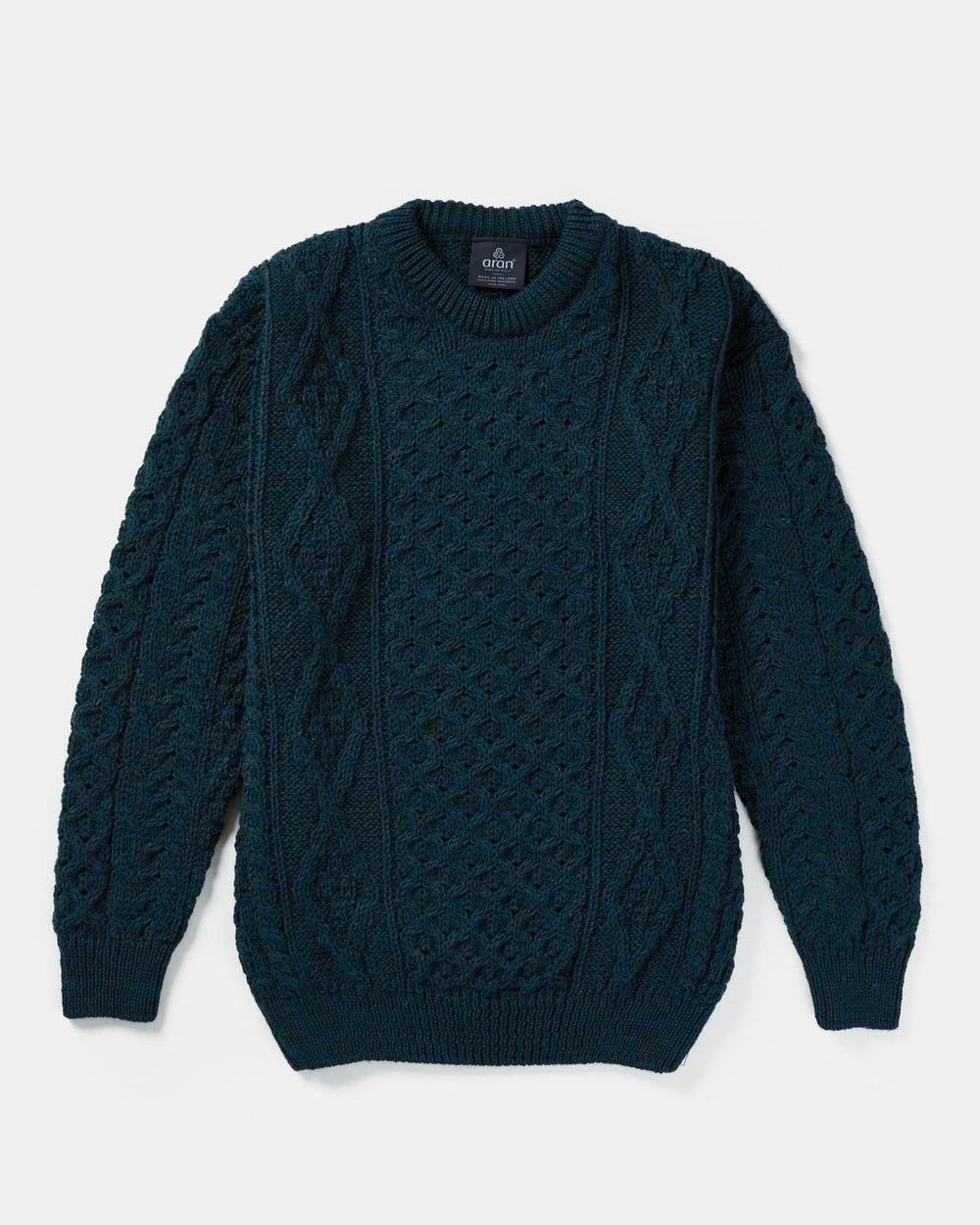 Aran Wool Heritage Pullover Sweater Mallard (B392 925)