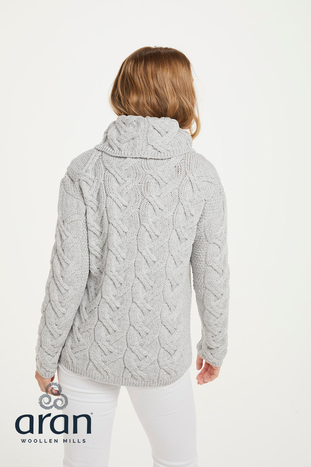 Aran Wool Super Soft Pullover Sweater Feather Grey (B692 790)