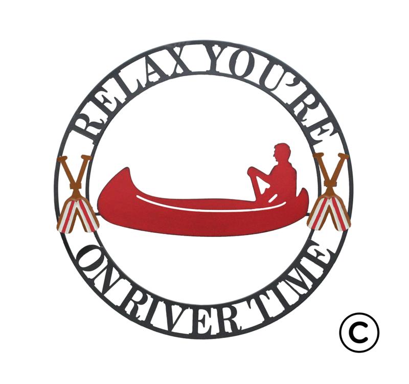 The Relax on River Time Circle Sign