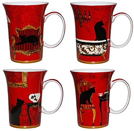 Mystical and Curious Cats Set of 4 Mugs