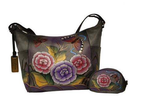 Antique Rose Pewter Leather Handbag