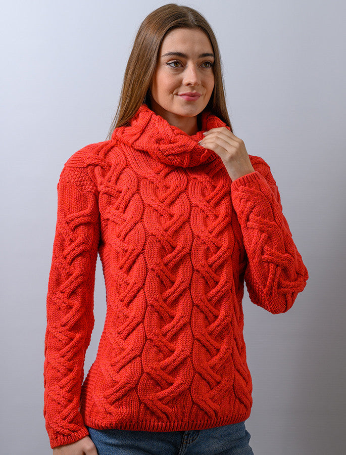 Aran Wool Super Soft Pullover Sweater Coral (B692 660)