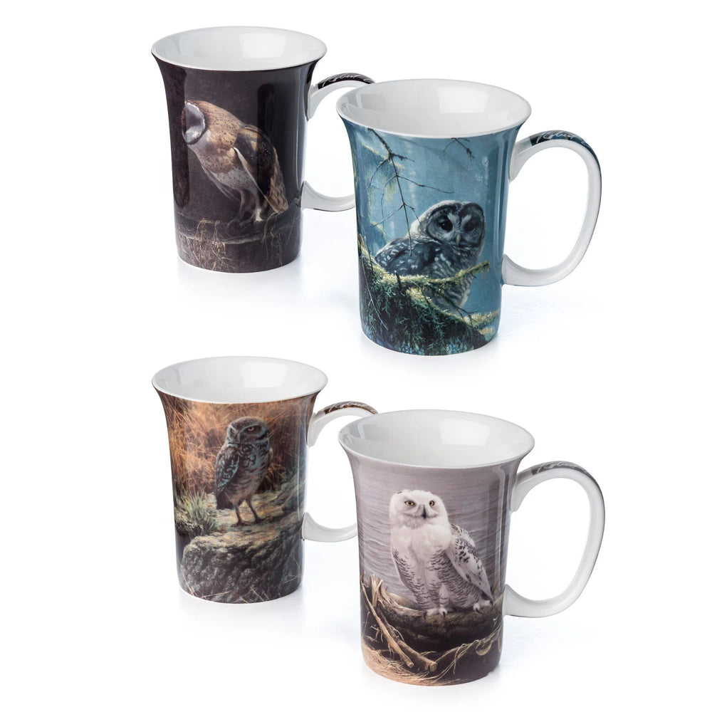 Robert Bateman Owls Set of 4 Mugs