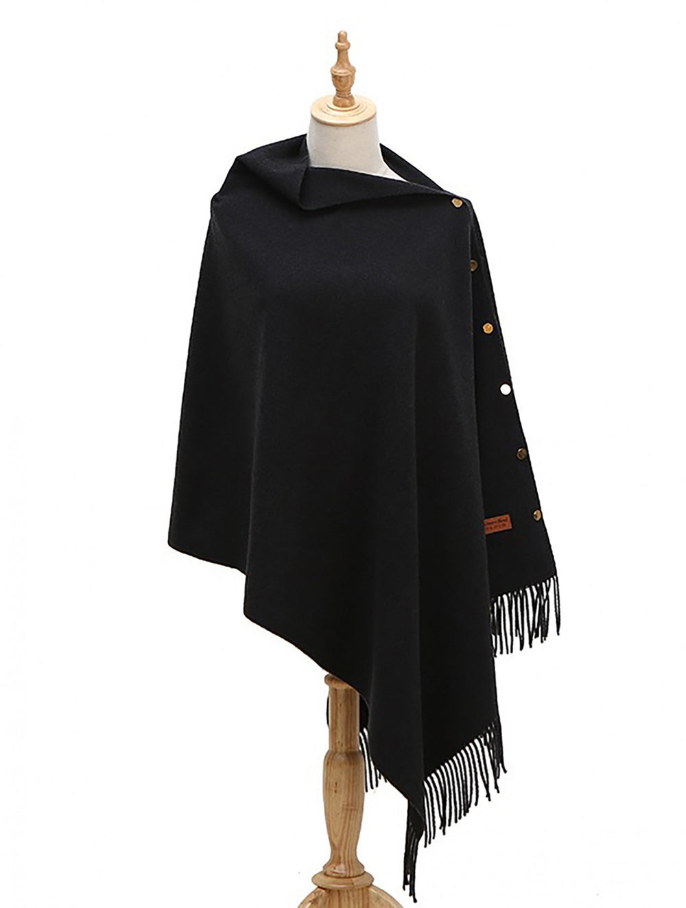 Grand-Cashmere Blend Wrap with Snaps-Black (CP117510BLK)