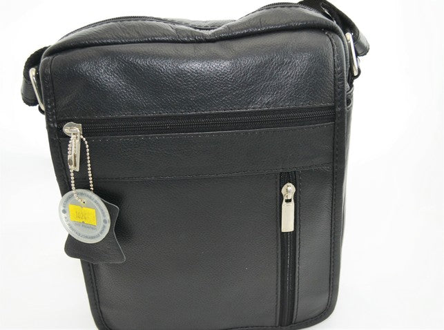 100% Indian Soft Leather Black Messenger Bag (S-1024)
