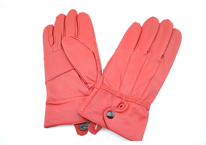100% Indian Leather Ladies's Red Winter Gloves