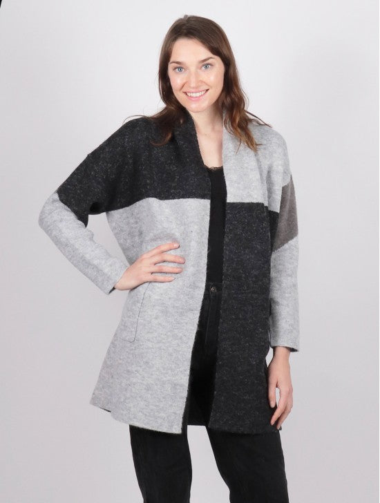 Grand-Open Coat Sweater Black and Grey (CL0202)