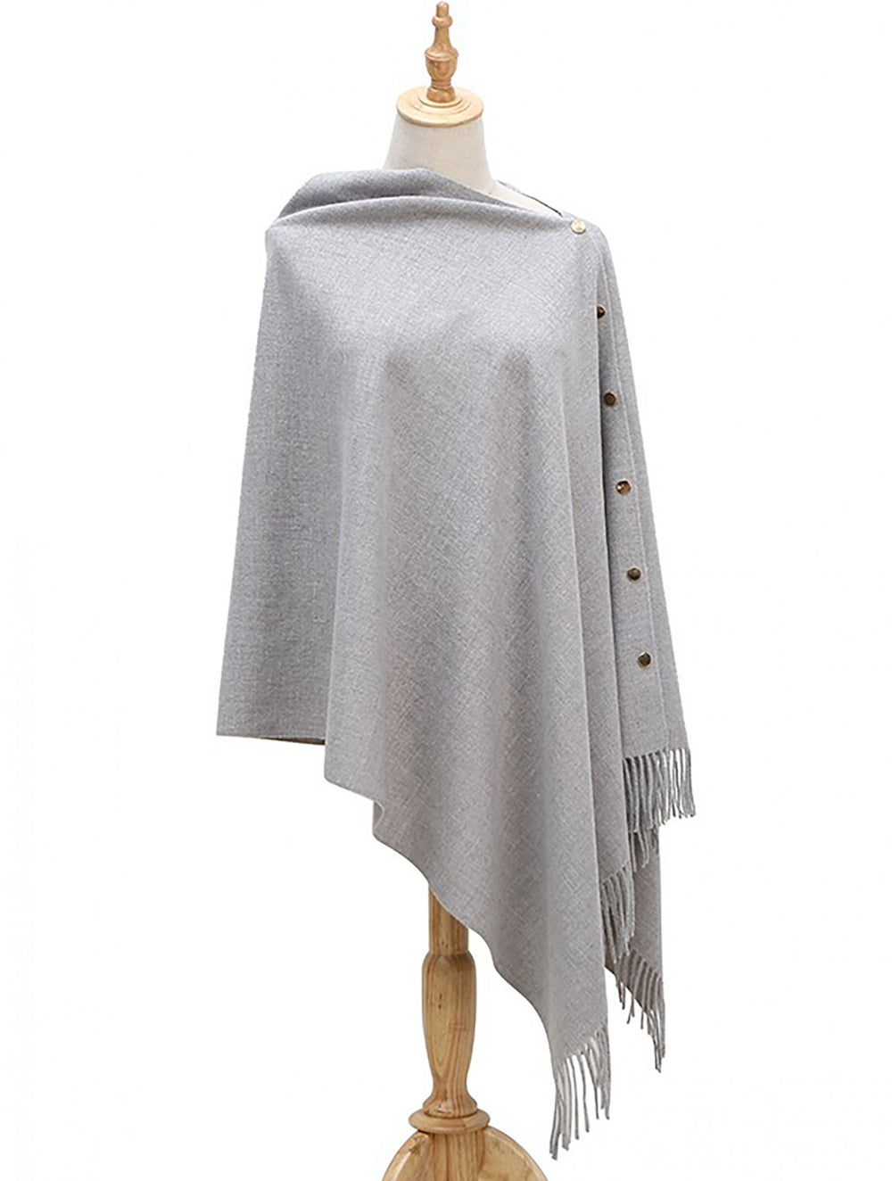 Grand-Cashmere Blend Wrap with Snaps-Grey (CP11754LGRY)