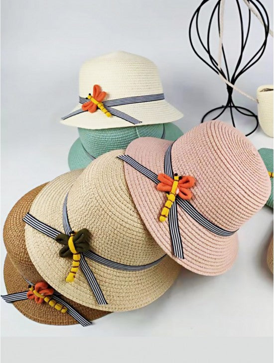 Grand- Kid's Crochet Dragonfly Sun Hat- White (HAT1390W)