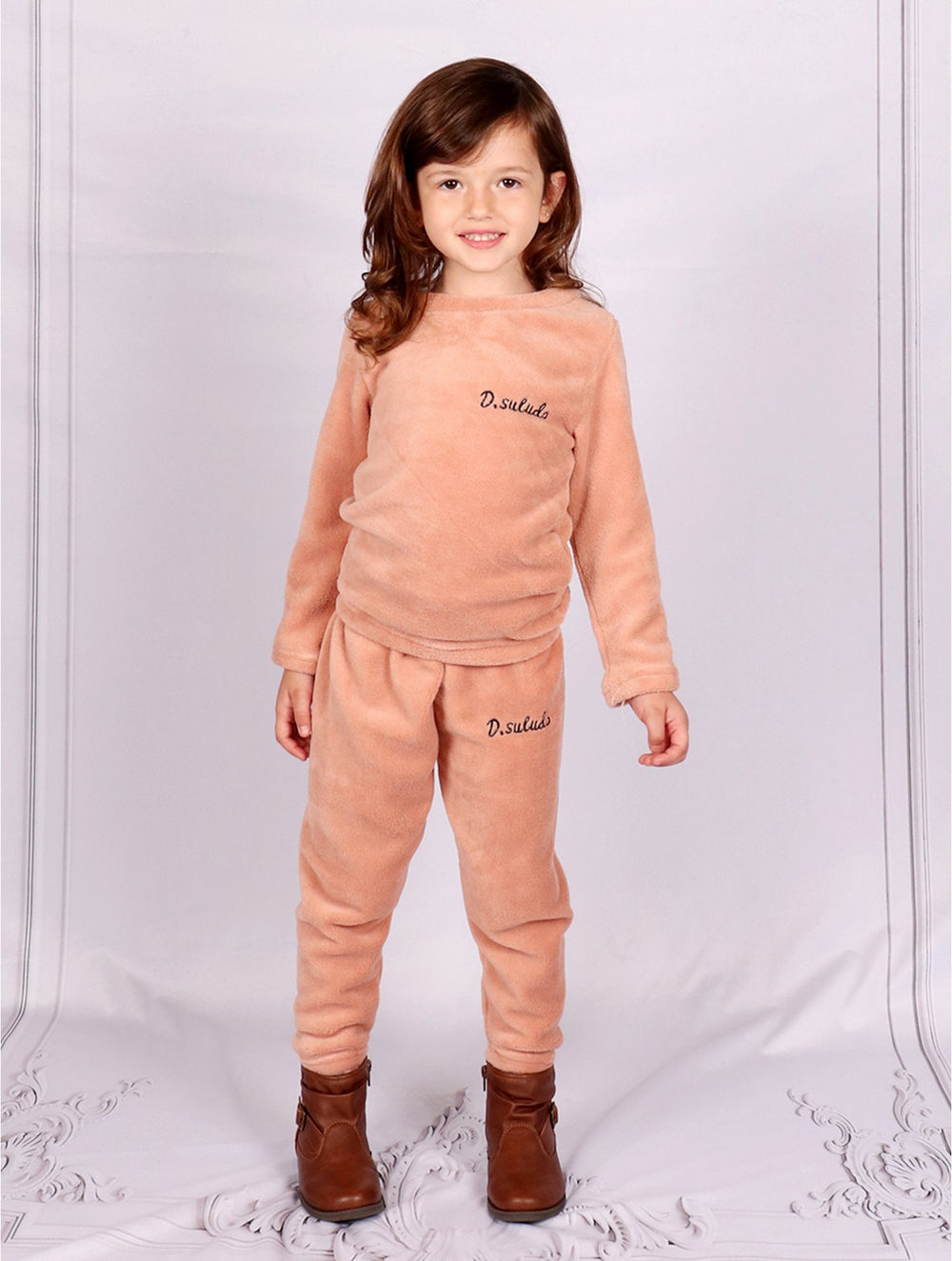 Grand-Kid's Solid Color Pajama Set-Pink (HW1051PK-80)