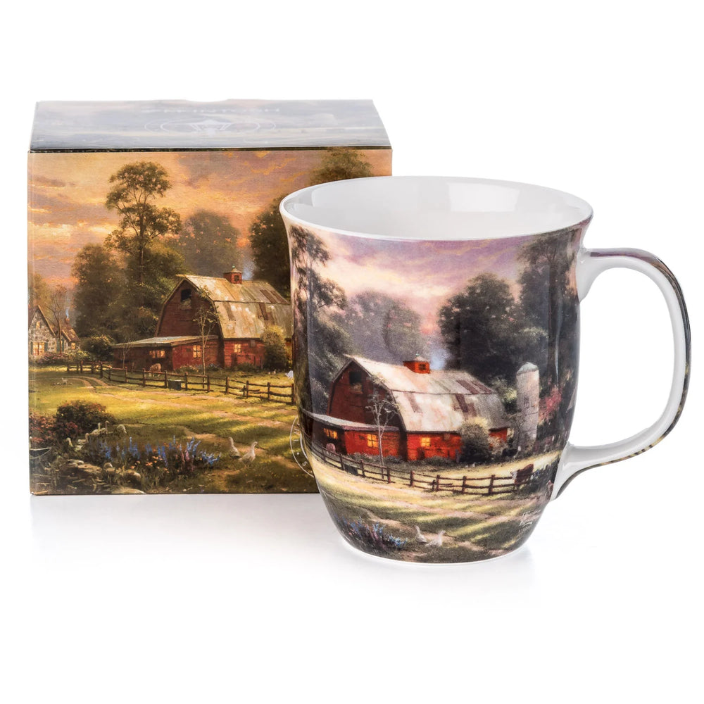 Kinkade Sunset at Riverbend Farm Java Mug