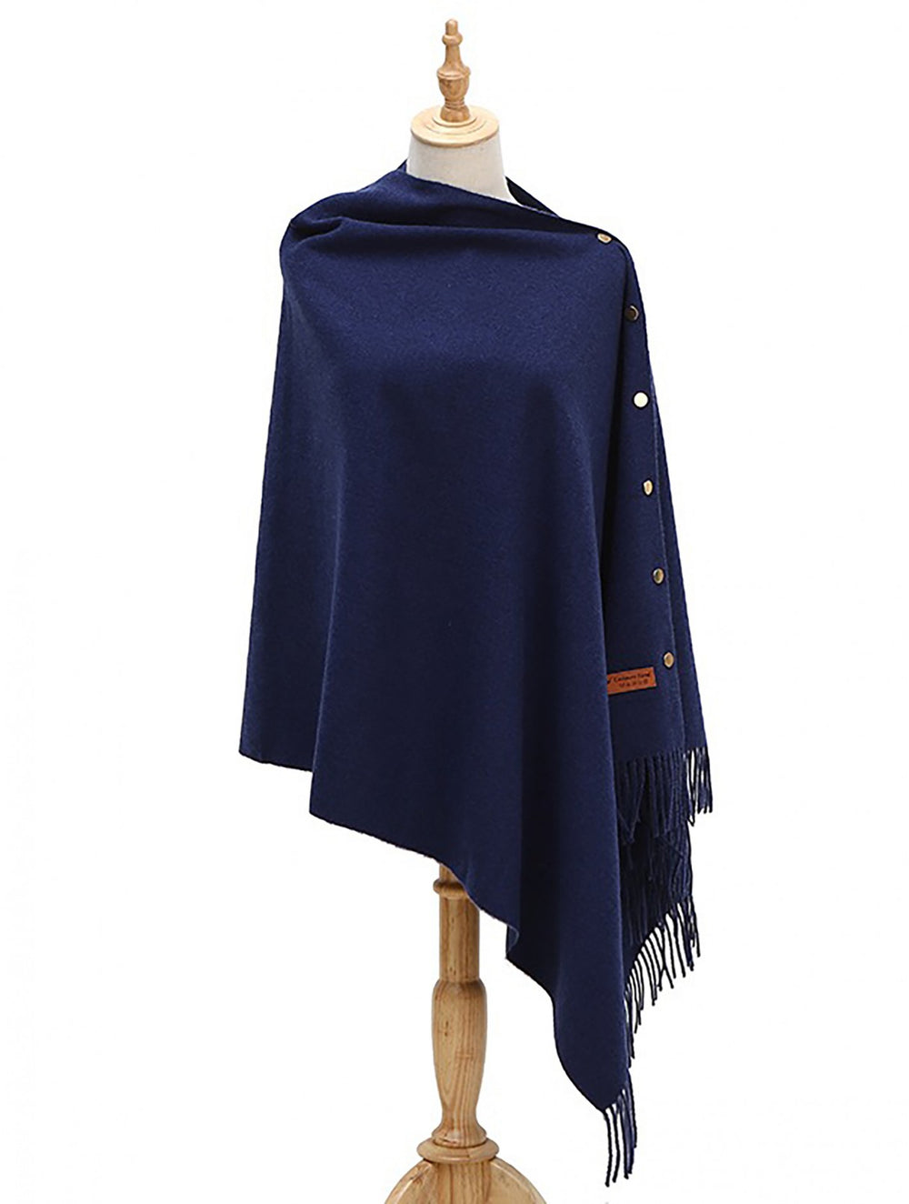 Grand-Cashmere Blend Wrap with Snaps-Navy (CP11753NAVY)