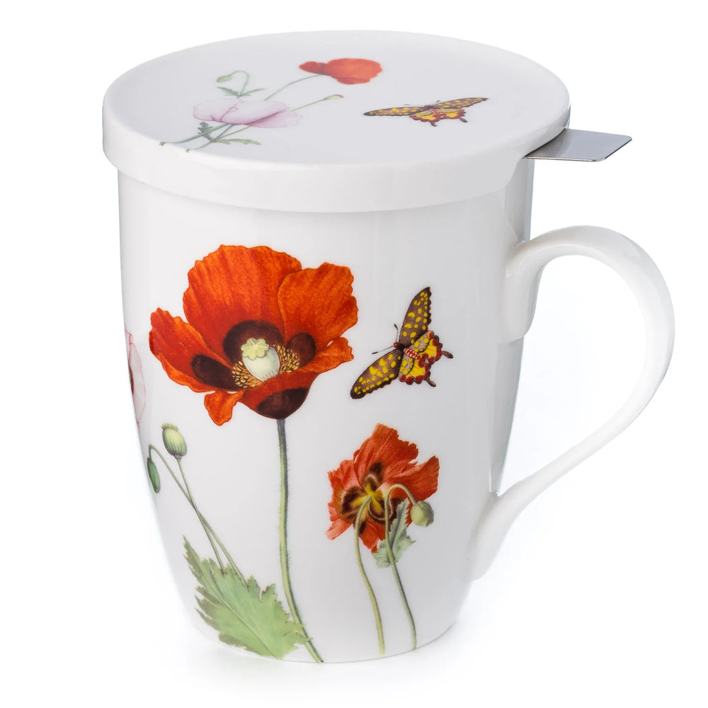 Poppies Tea Mug with Lid
