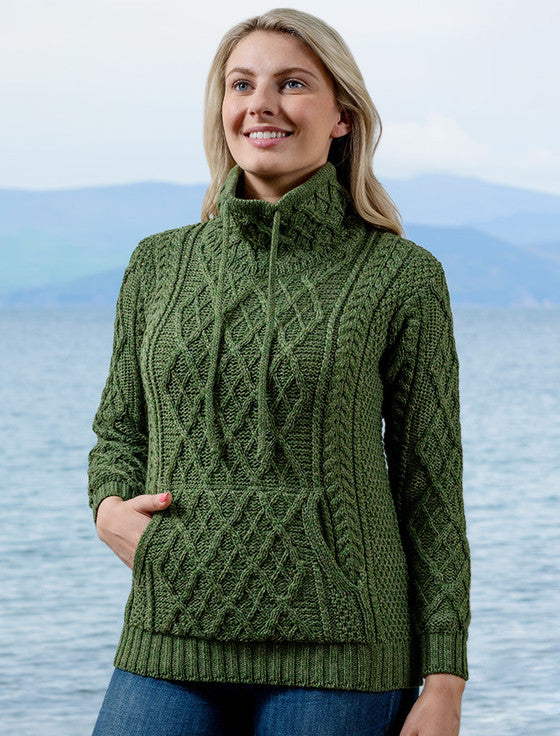 Aran Wool Super Soft Pullover Sweater Green (B532 430)