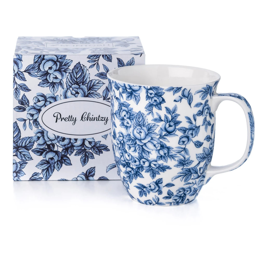 Pretty Chintzy Light Blue Roses Java Mug