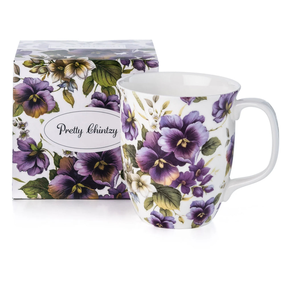 Pretty Chintzy Purple Pansy Java Mug