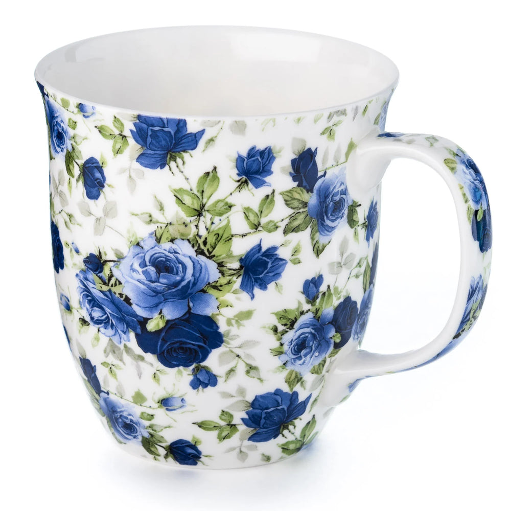 Pretty Chintzy Dark Blue Roses Java Mug