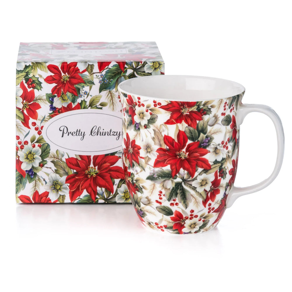 Pretty Chintzy Poinsettia Java Mug