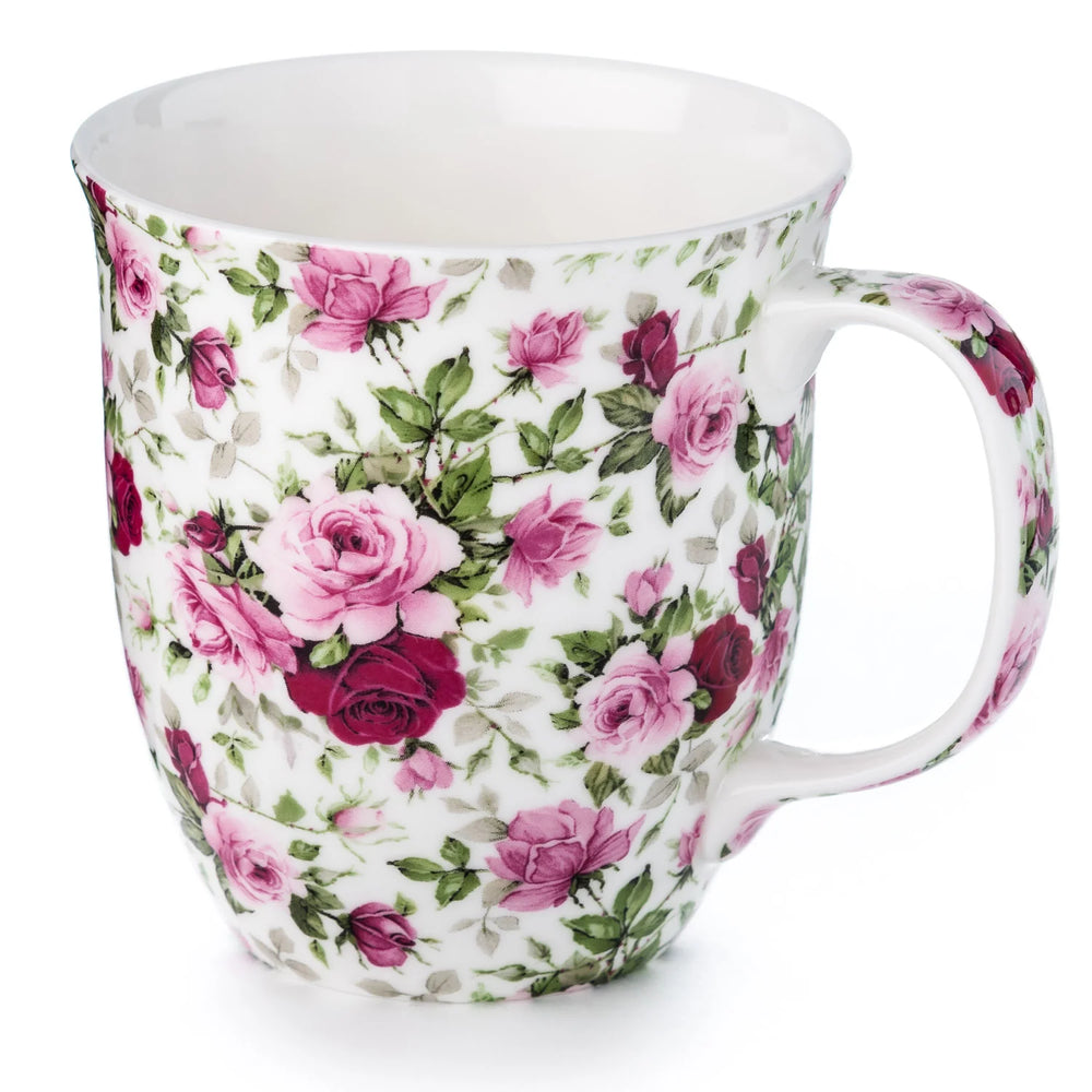 Pretty Chintzy Red & Pink Roses Java Mug
