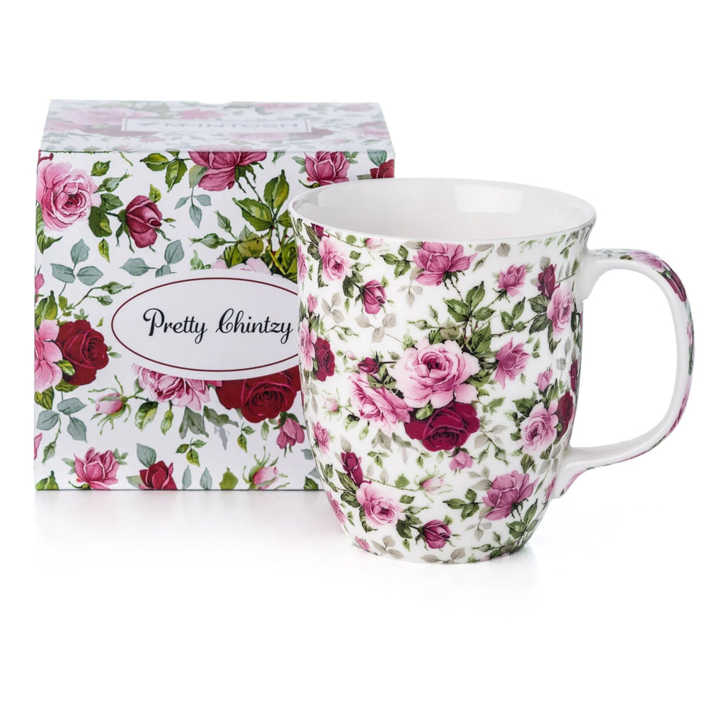 Pretty Chintzy Red & Pink Roses Java Mug
