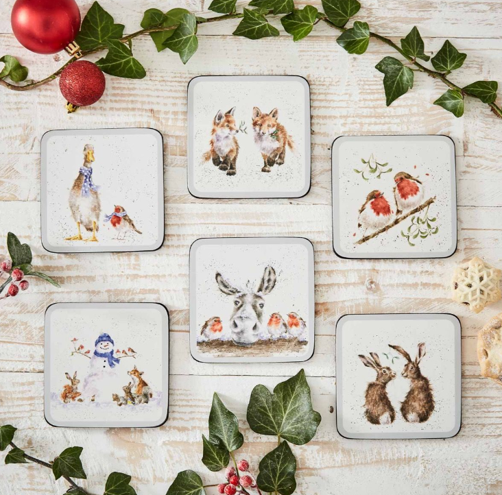 Wrendale Pimpernel Christmas Coasters Set of 6