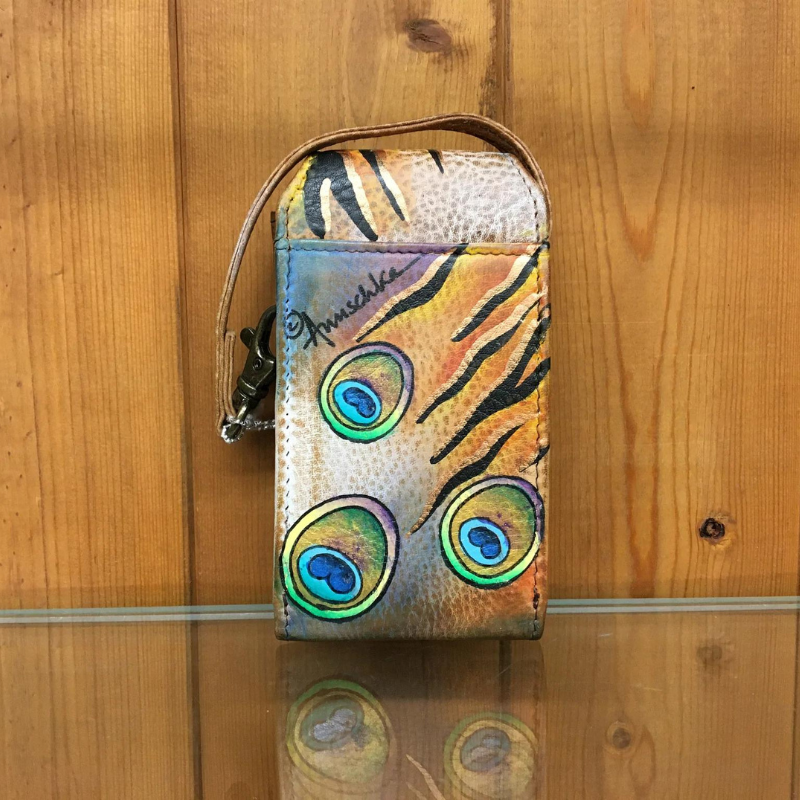 Anuschka Premium Peacock Safari- Leather Cell Phone Case
