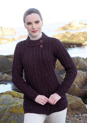 Aran Irish Meath Open Sweater Damson (X5071)