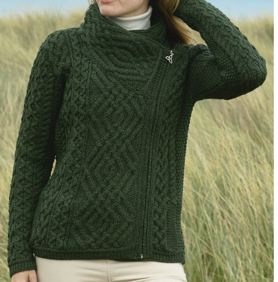 Aran Irish Side Zip Cable Sweater Parsnip (Z4630) – Rob McIntosh