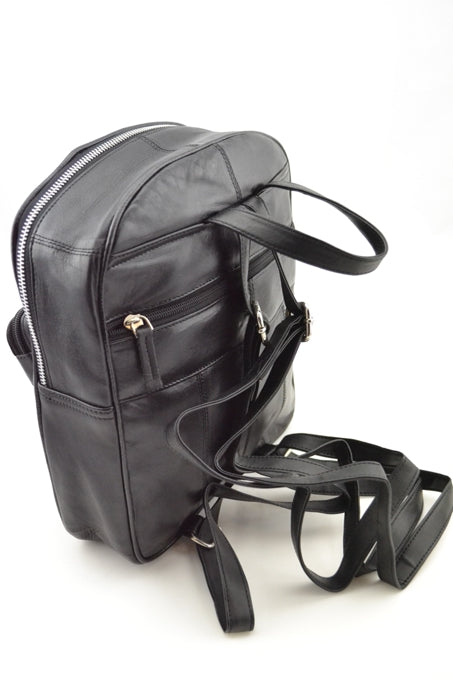 100% Indian Soft Leather Black Back Pack (BG-01)