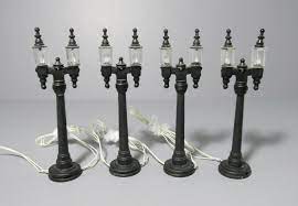 Village Accessories-Double Street Lamps Set of 4