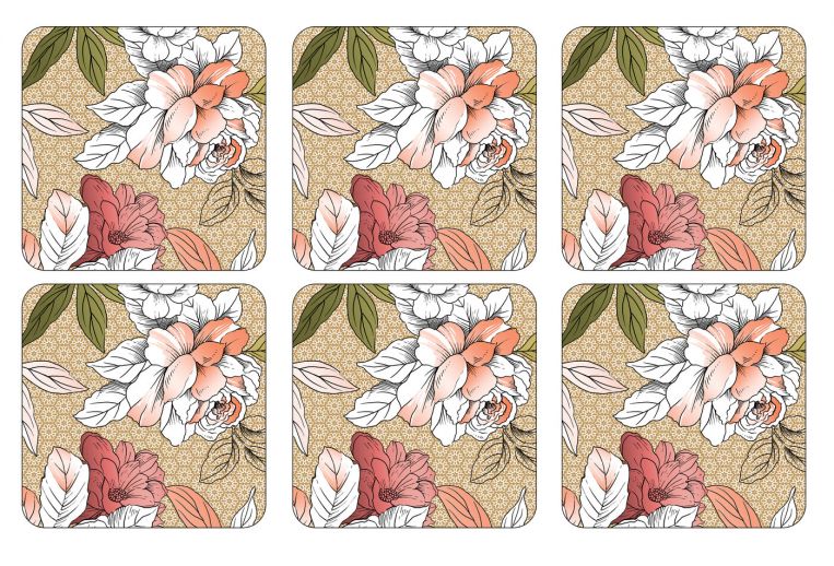 Pimpernel Coasters set of 6 Floral Sketch