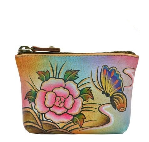 Anuschka Premium Floral-Vintage Leather Small Zip Pouch