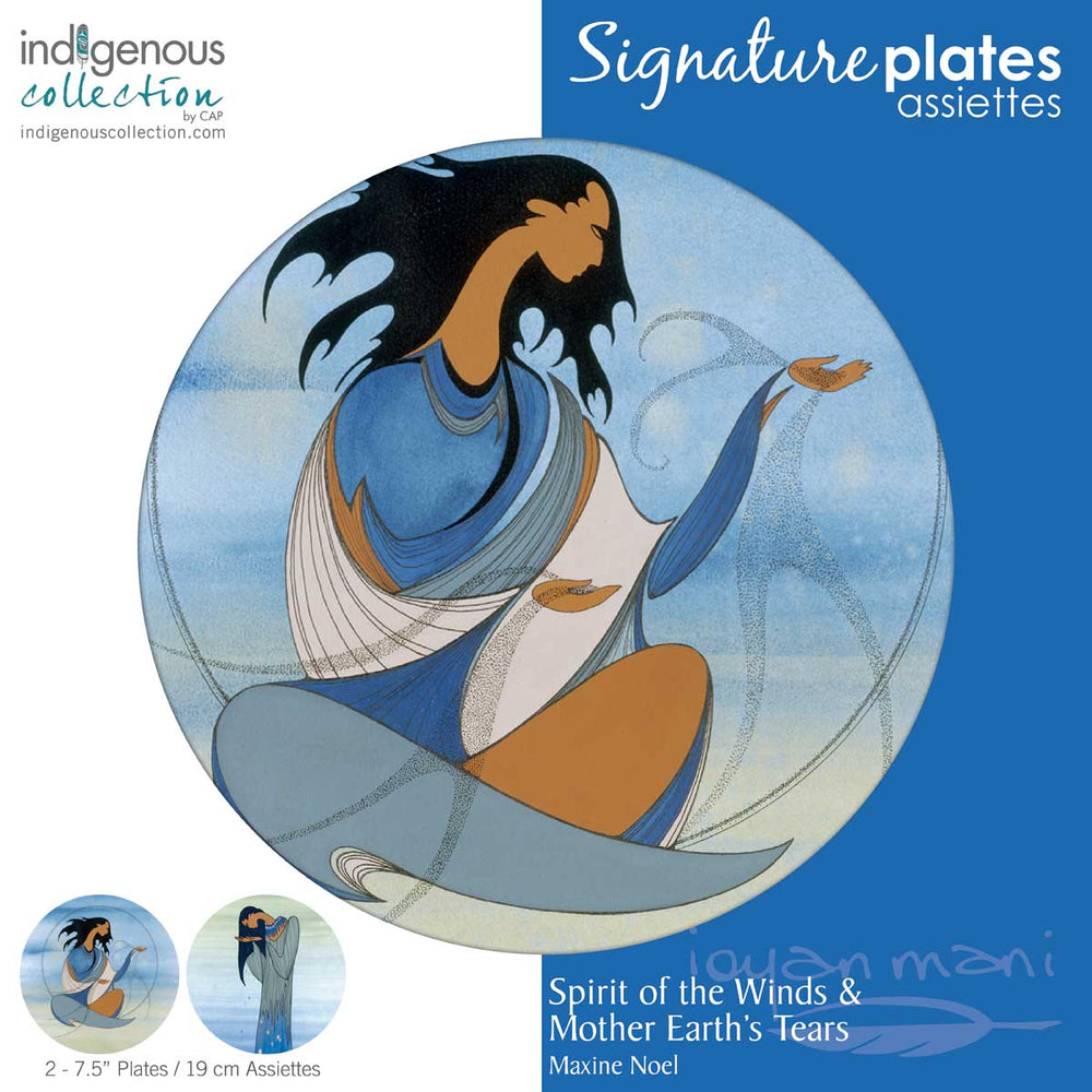 Indigenous Art Plate set of 2 / Mother Earth's Tears & Spirit of the Winds