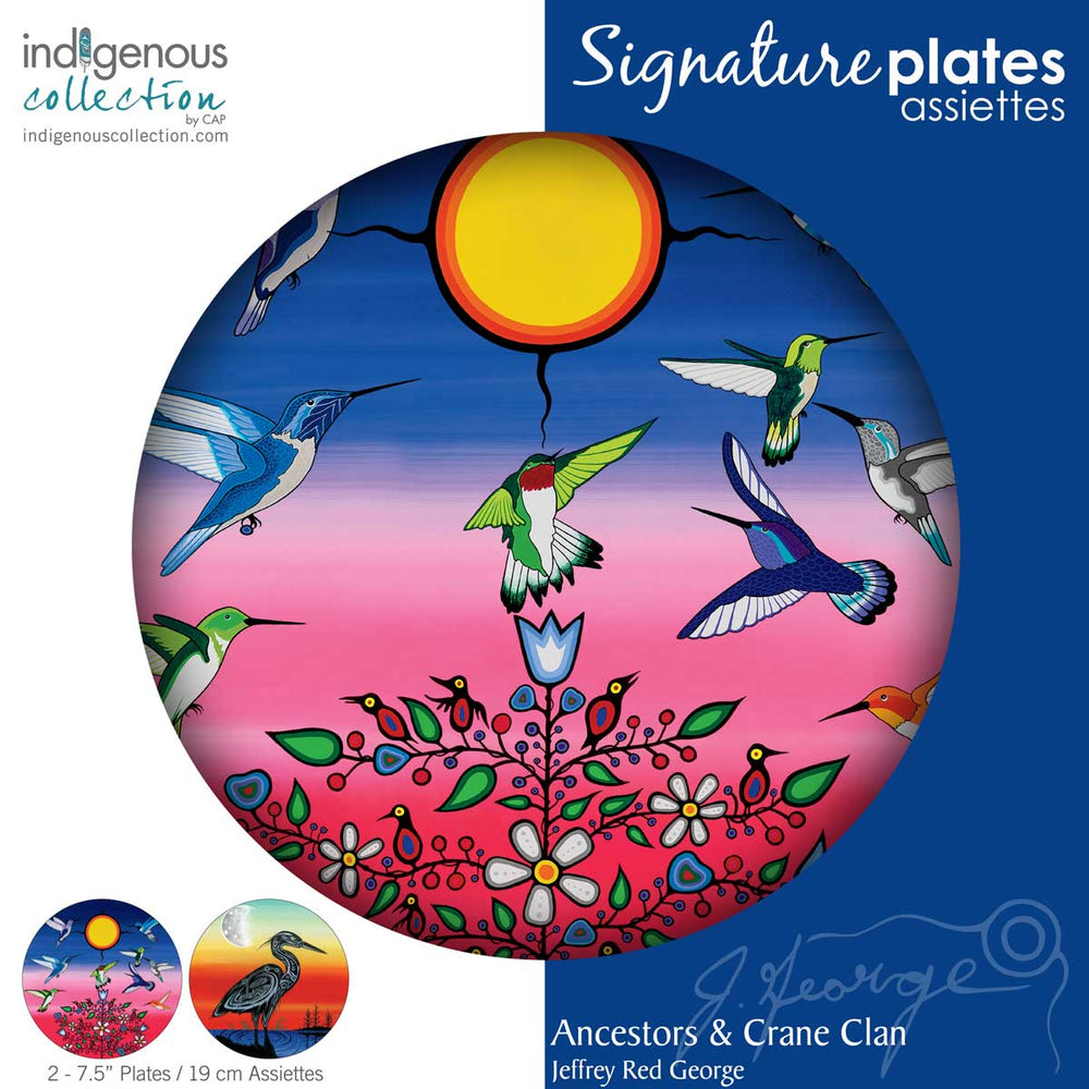 Indigenous Art Plate set of 2 / Ancestors & Crane Clan