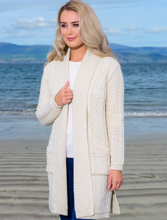 Aran Irish Open Coat Sweater Natural (SH4788)