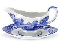 Spode Blue Italian Sauce Boat and Stand